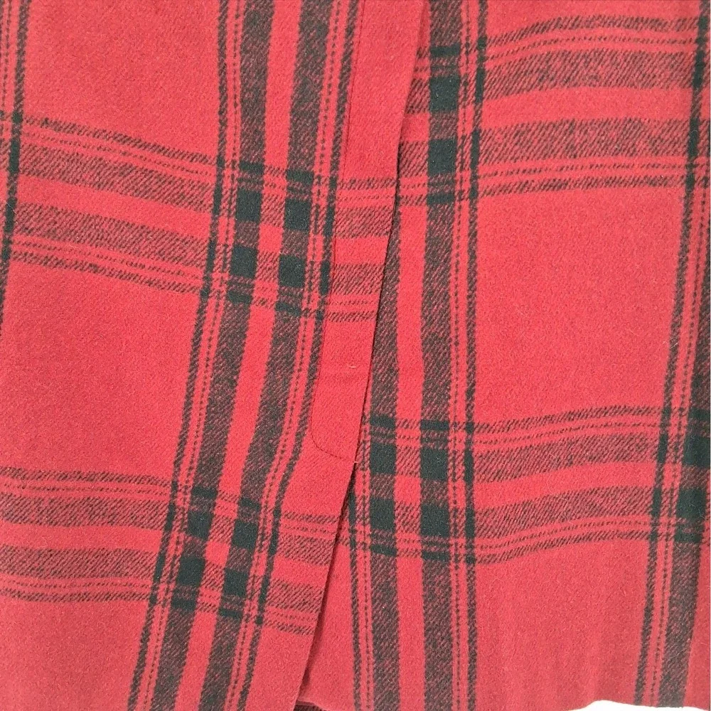 British Khaki Red Plaid Short Skirt Womens Sz 8 Faux Wrap‎ Dark Academia Twee